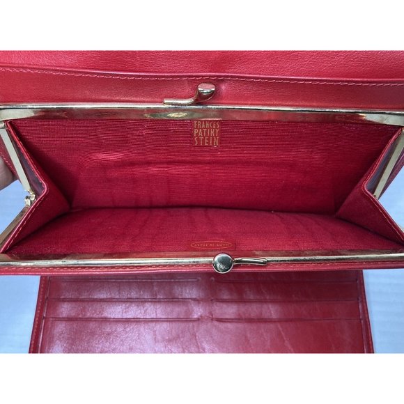 80s Frances Patiky Stein RED LEATHER “S” Logo Clutch Wallet Vintage - Picture 6 of 11